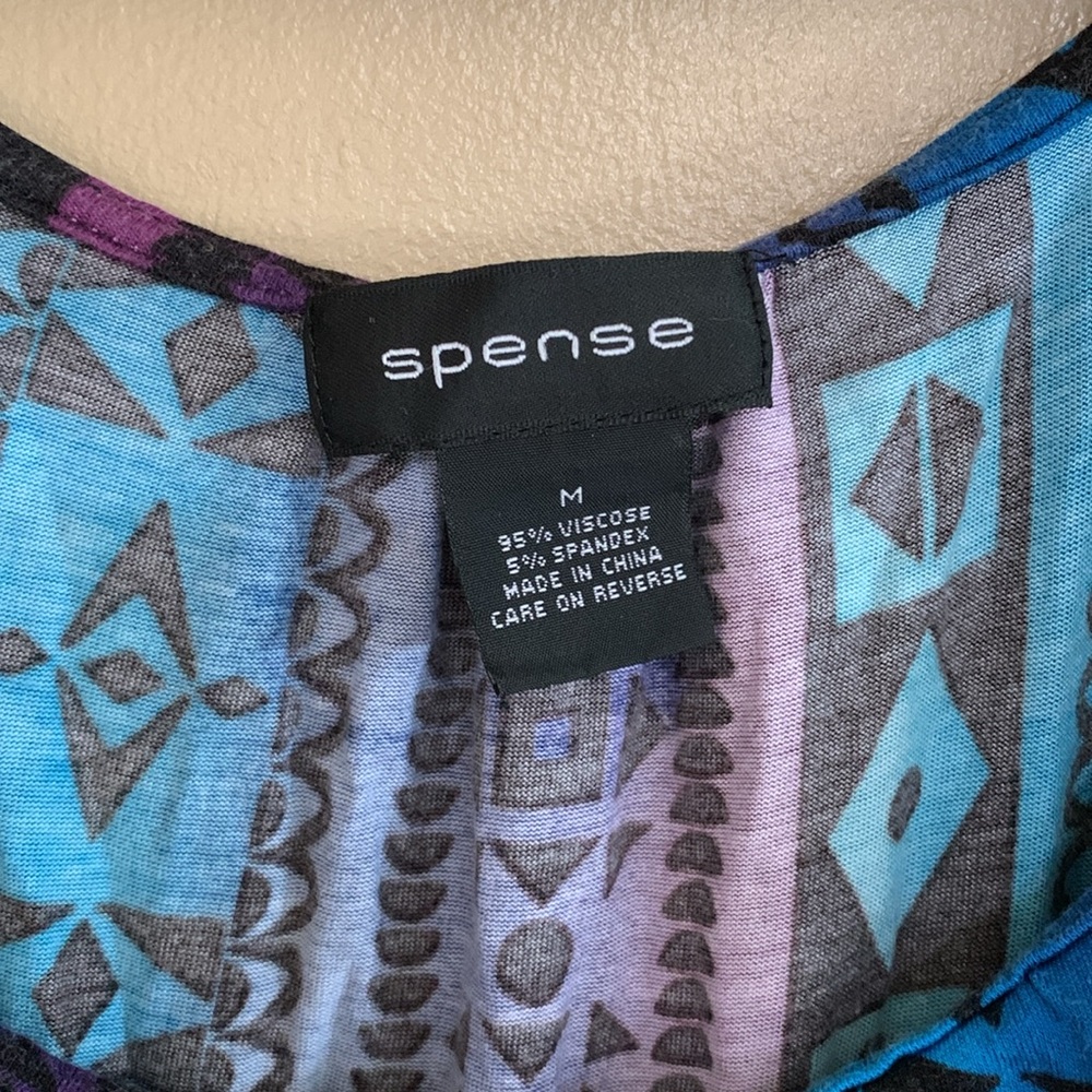 Spense Ruffled Geometric Pattern Midi Dress with Belt - Picture 3 of 5